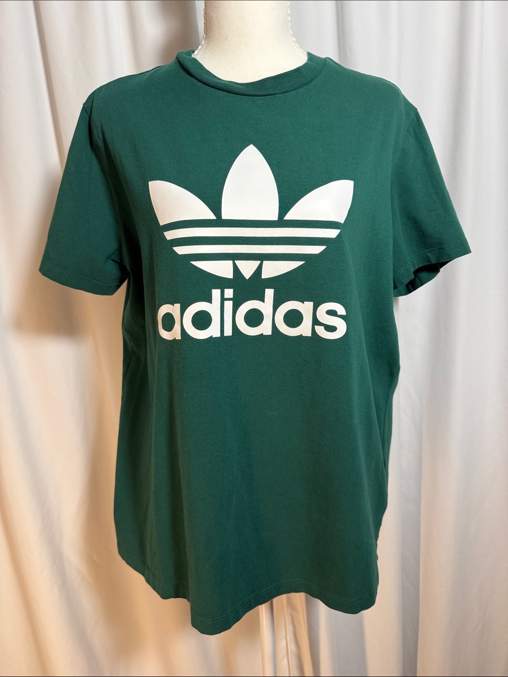 adidas Dark Green Tee with White Trefoil Logo